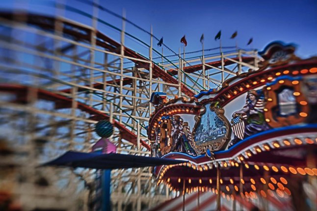 Fine-Art-Pacific-Beach-Belmont-Park-Merry-Go-Round-Roller-Coaster-HDR